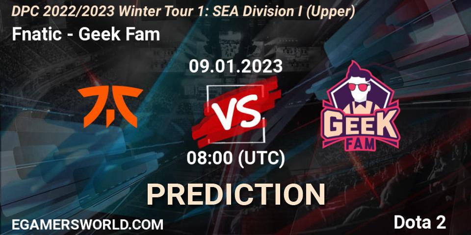 Fnatic vs Geek Fam: Match Prediction. 09.01.23, Dota 2, DPC 2022/2023 Winter Tour 1: SEA Division I (Upper)