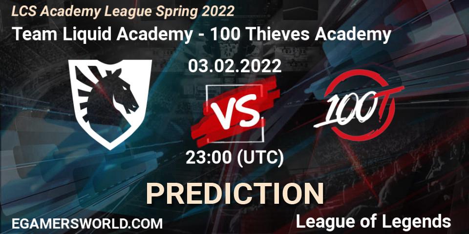 Team Liquid Academy vs 100 Thieves Academy: Match Prediction. 03.02.2022 at 23:00, LoL, LCS Academy League Spring 2022