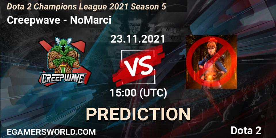 Creepwave vs NoMarci: Match Prediction. 23.11.2021 at 15:02, Dota 2, Dota 2 Champions League 2021 Season 5