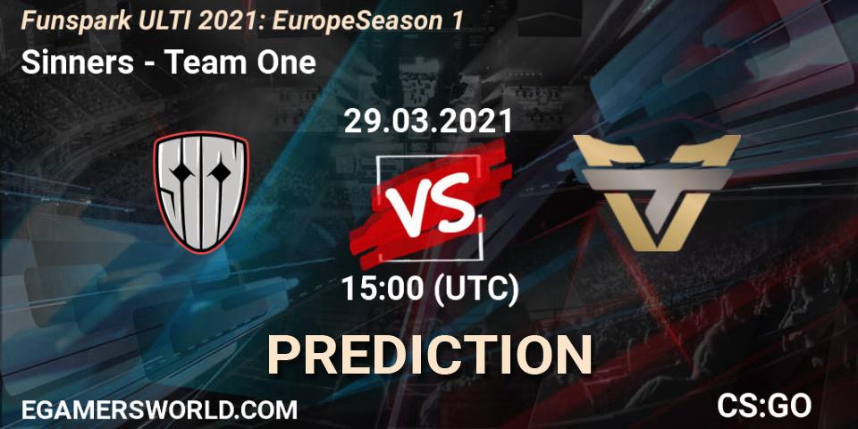 Sinners vs Team One: Match Prediction. 29.03.2021 at 14:45, Counter-Strike (CS2), Funspark ULTI 2021: Europe Season 1