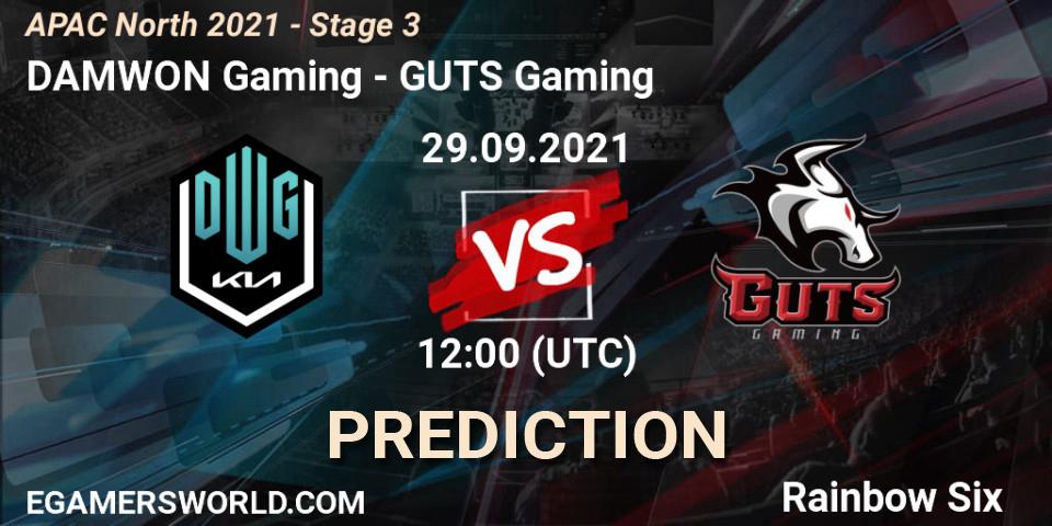 DAMWON Gaming vs GUTS Gaming: Match Prediction. 29.09.2021 at 12:00, Rainbow Six, APAC North 2021 - Stage 3