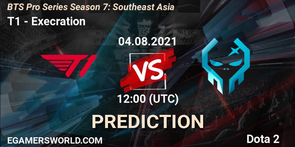 T1 vs Execration: Match Prediction. 04.08.2021 at 13:59, Dota 2, BTS Pro Series Season 7: Southeast Asia