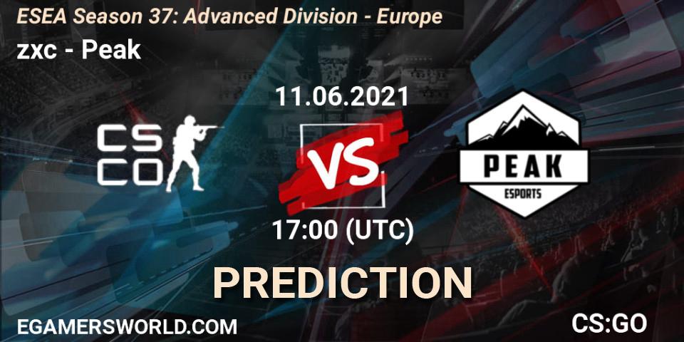 zxc vs Peak: Match Prediction. 11.06.2021 at 17:00, Counter-Strike (CS2), ESEA Season 37: Advanced Division - Europe