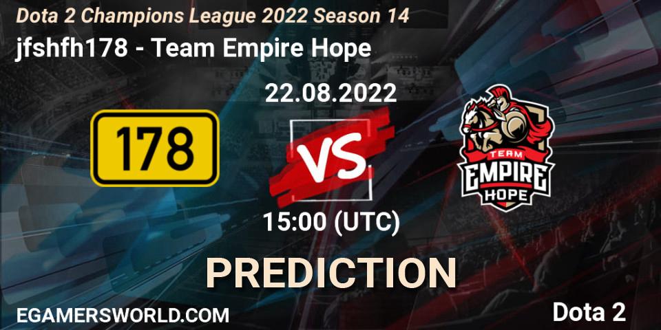 meme squad vs Team Empire Hope: Match Prediction. 22.08.22, Dota 2, Dota 2 Champions League 2022 Season 14