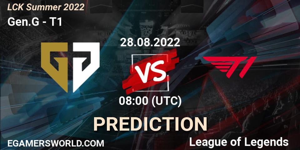 Gen.G vs T1: Match Prediction. 28.08.2022 at 06:45, LoL, LCK Summer 2022