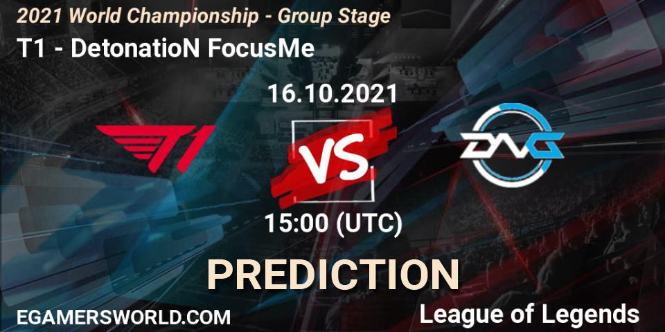 T1 vs DetonatioN FocusMe: Match Prediction. 16.10.2021 at 15:00, LoL, 2021 World Championship - Group Stage