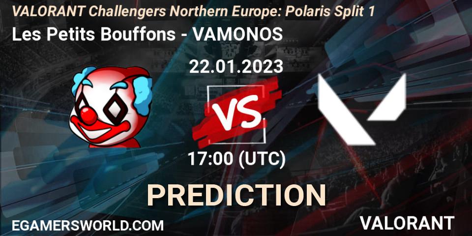 Les Petits Bouffons vs VAMONOS: Match Prediction. 22.01.2023 at 17:00, VALORANT, VALORANT Challengers 2023 Northern Europe: Polaris Split 1