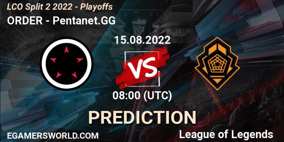 ORDER vs Pentanet.GG: Match Prediction. 15.08.22, LoL, LCO Split 2 2022 - Playoffs