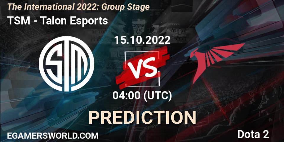 TSM vs Talon Esports: Match Prediction. 15.10.22, Dota 2, The International 2022: Group Stage