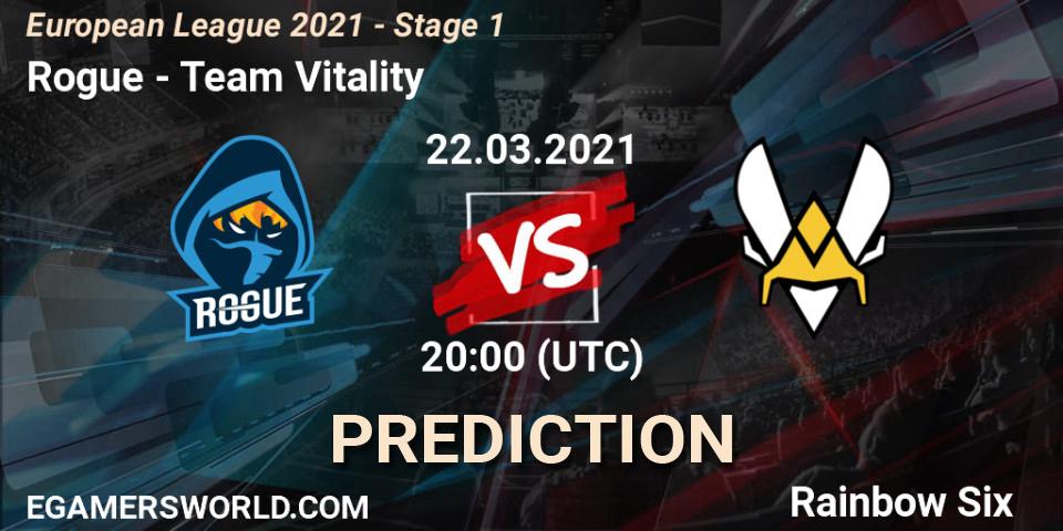 Rogue vs Team Vitality: Match Prediction. 22.03.2021 at 20:45, Rainbow Six, European League 2021 - Stage 1