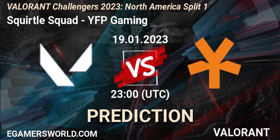 Squirtle Squad vs YFP Gaming: Match Prediction. 19.01.2023 at 23:00, VALORANT, VALORANT Challengers 2023: North America Split 1