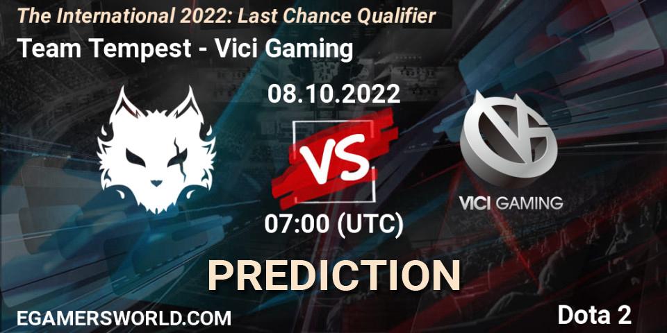 Team Tempest vs Vici Gaming: Match Prediction. 08.10.2022 at 06:51, Dota 2, The International 2022: Last Chance Qualifier