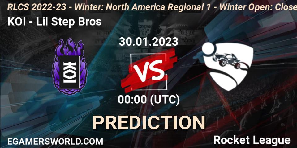 KOI vs Lil Step Bros: Match Prediction. 30.01.23, Rocket League, RLCS 2022-23 - Winter: North America Regional 1 - Winter Open: Closed Qualifier