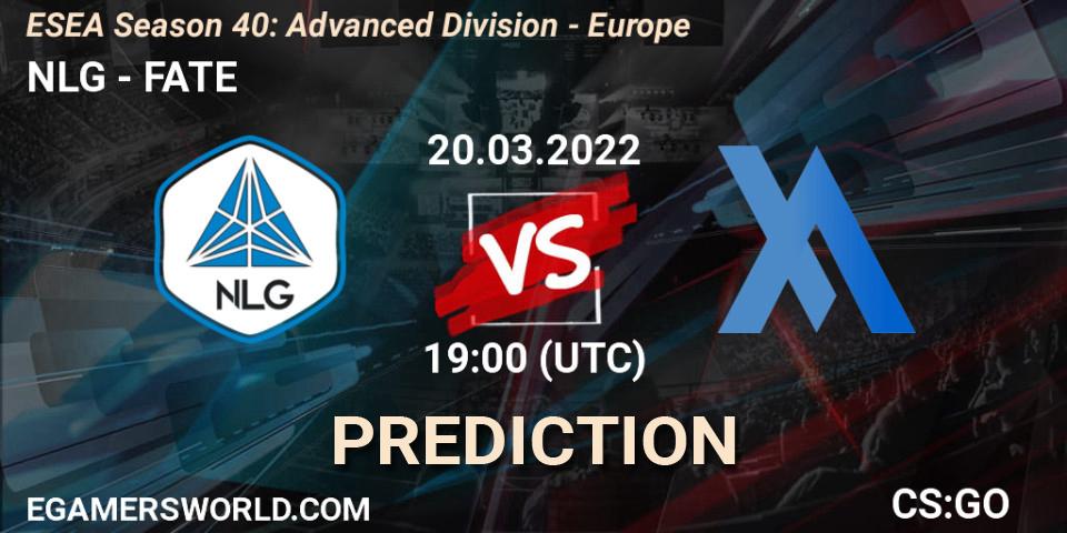 NLG vs FATE: Match Prediction. 20.03.22, CS2 (CS:GO), ESEA Season 40: Advanced Division - Europe