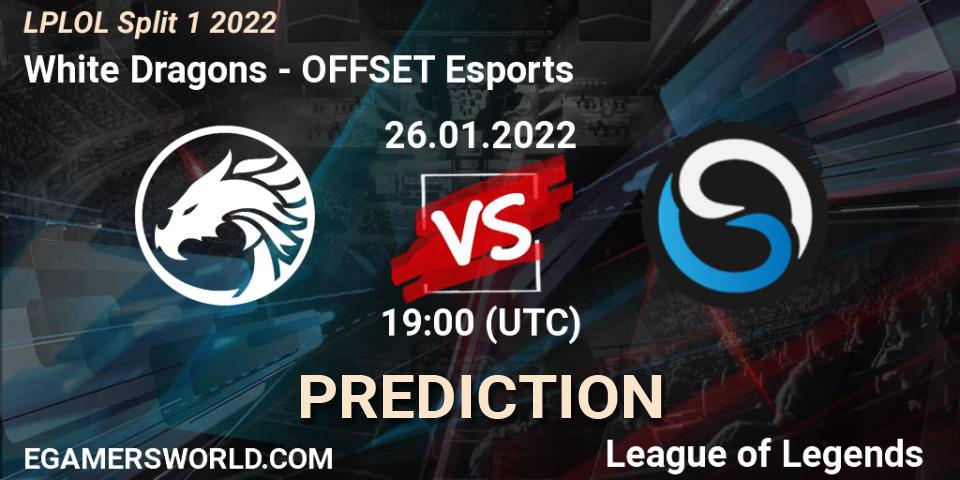 White Dragons vs OFFSET Esports: Match Prediction. 26.01.2022 at 19:00, LoL, LPLOL Split 1 2022