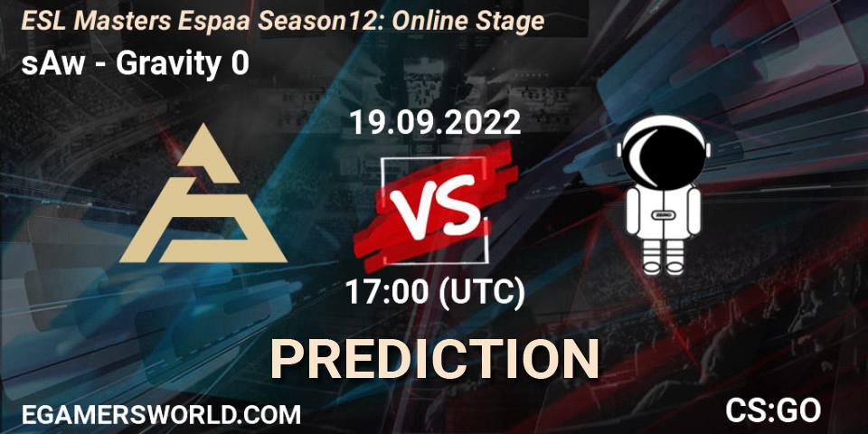 sAw vs Gravity 0: Match Prediction. 19.09.2022 at 17:00, Counter-Strike (CS2), ESL Masters España Season 12: Online Stage