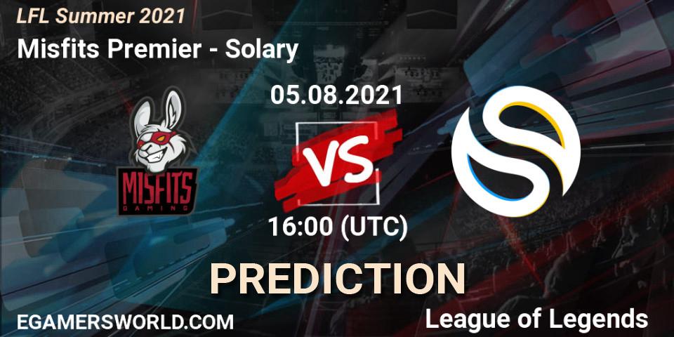 Misfits Premier vs Solary: Match Prediction. 05.08.2021 at 16:00, LoL, LFL Summer 2021