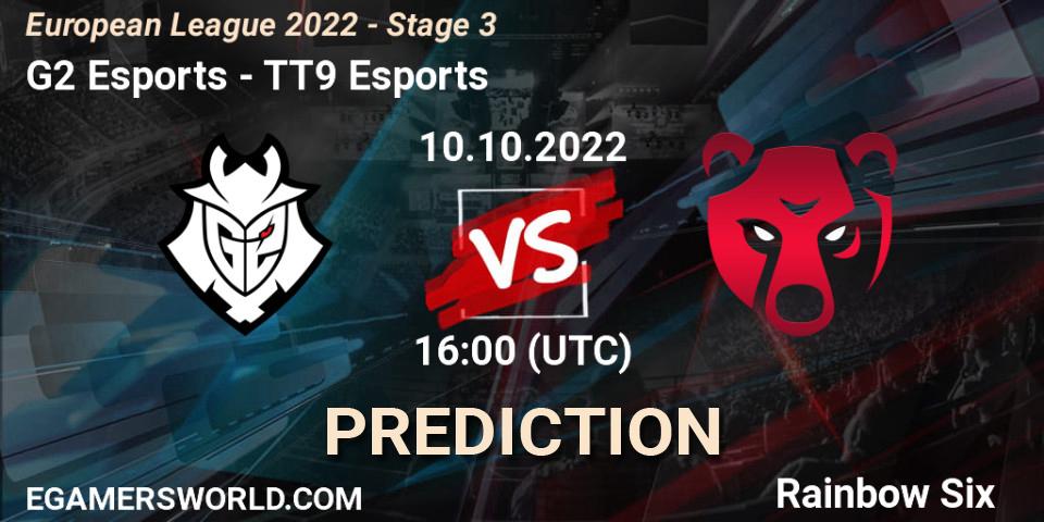 G2 Esports vs TT9 Esports: Match Prediction. 10.10.2022 at 19:45, Rainbow Six, European League 2022 - Stage 3