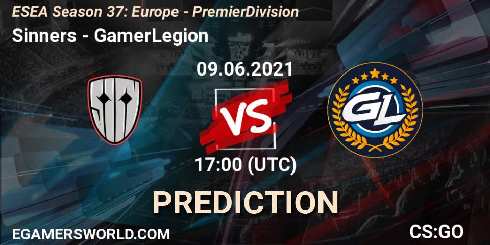 Sinners vs GamerLegion: Match Prediction. 09.06.2021 at 17:00, Counter-Strike (CS2), ESEA Season 37: Europe - Premier Division