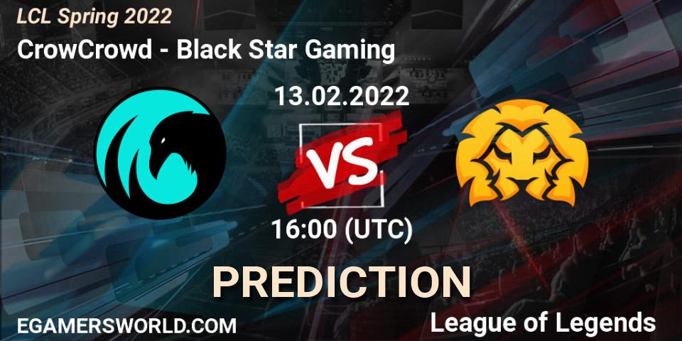 CrowCrowd vs Black Star Gaming: Match Prediction. 13.02.2022 at 16:00, LoL, LCL Spring 2022