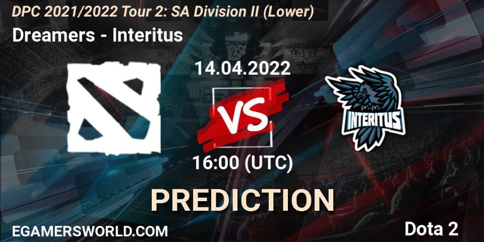 Dreamers vs Interitus: Match Prediction. 14.04.2022 at 17:03, Dota 2, DPC 2021/2022 Tour 2: SA Division II (Lower)