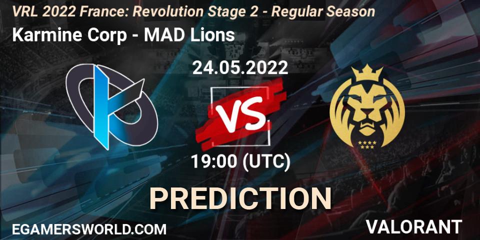 Karmine Corp vs MAD Lions: Match Prediction. 24.05.2022 at 19:30, VALORANT, VRL 2022 France: Revolution Stage 2 - Regular Season