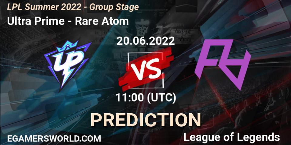 Ultra Prime vs Rare Atom: Match Prediction. 20.06.22, LoL, LPL Summer 2022 - Group Stage