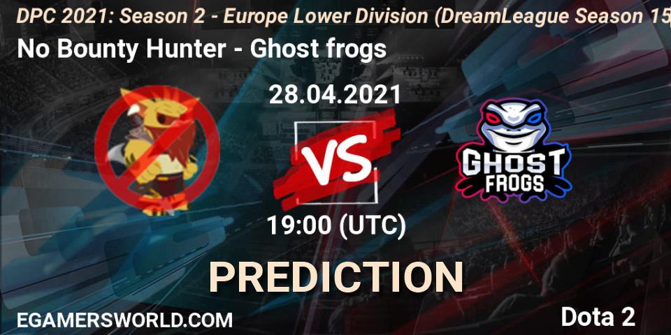 No Bounty Hunter vs Ghost frogs: Match Prediction. 28.04.2021 at 20:00, Dota 2, DPC 2021: Season 2 - Europe Lower Division (DreamLeague Season 15)