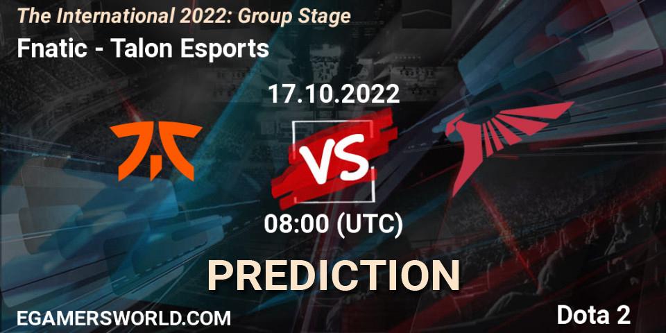 Fnatic vs Talon Esports: Match Prediction. 17.10.22, Dota 2, The International 2022: Group Stage