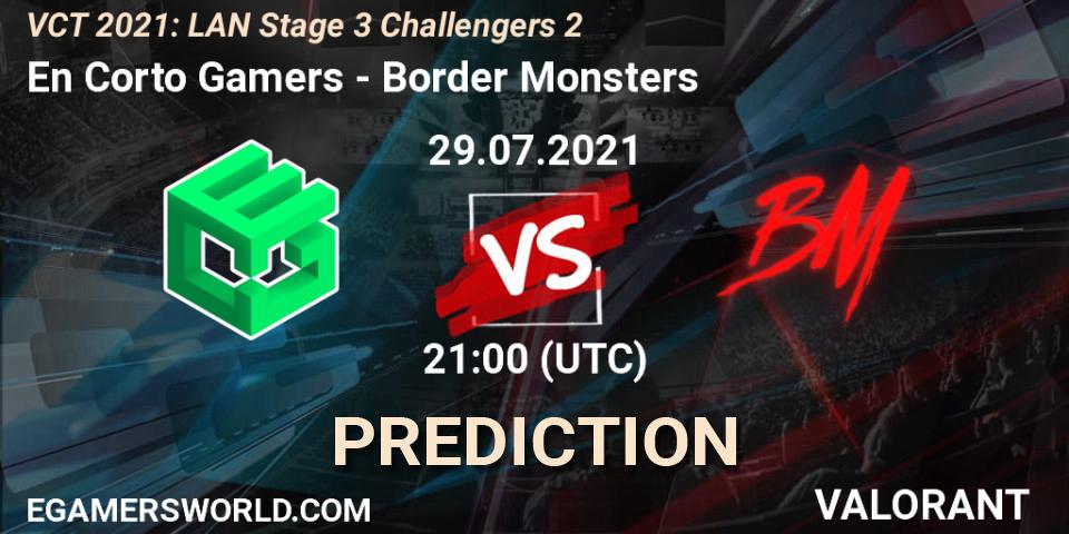 En Corto Gamers vs Border Monsters: Match Prediction. 29.07.2021 at 21:00, VALORANT, VCT 2021: LAN Stage 3 Challengers 2