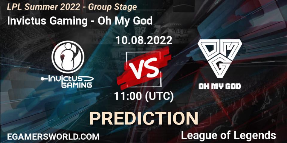 Invictus Gaming vs Oh My God: Match Prediction. 10.08.22, LoL, LPL Summer 2022 - Group Stage