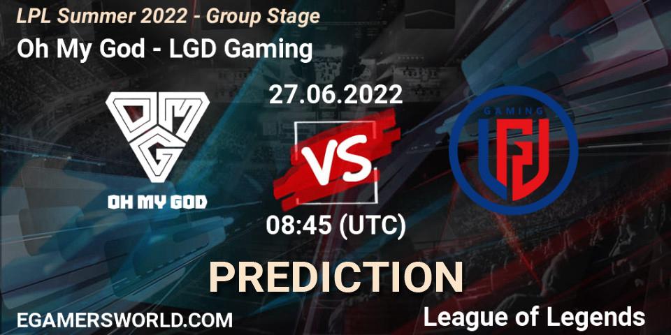 Oh My God vs LGD Gaming: Match Prediction. 27.06.22, LoL, LPL Summer 2022 - Group Stage