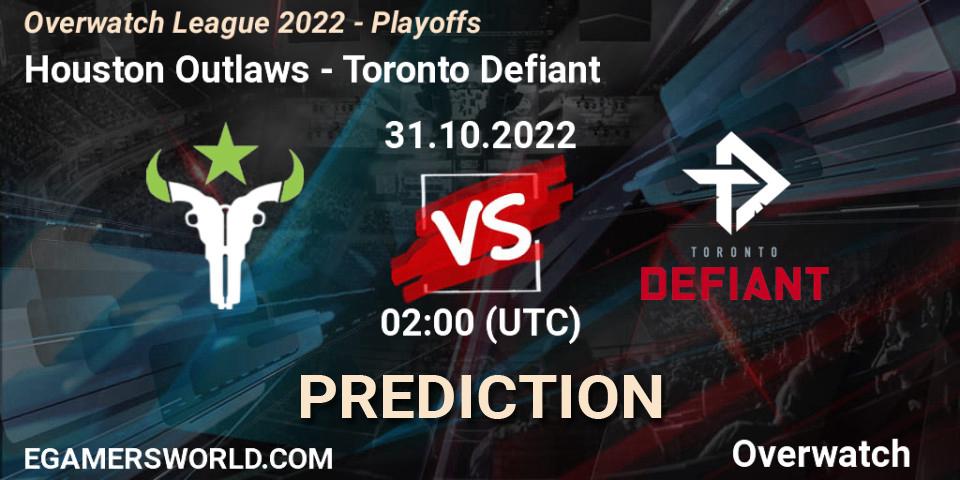 Houston Outlaws vs Toronto Defiant: Match Prediction. 31.10.2022 at 02:00, Overwatch, Overwatch League 2022 - Playoffs
