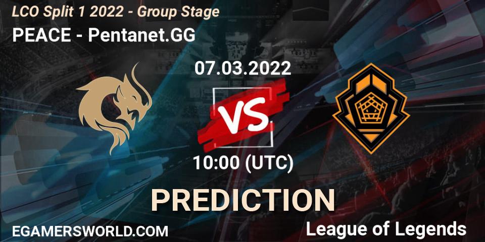 PEACE vs Pentanet.GG: Match Prediction. 07.03.2022 at 10:00, LoL, LCO Split 1 2022 - Group Stage 