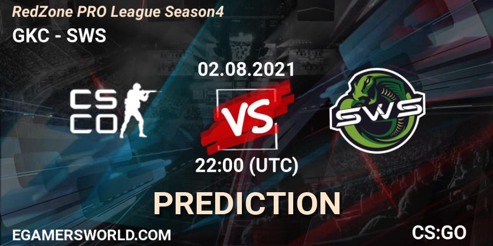 GKC vs SWS: Match Prediction. 02.08.2021 at 22:00, Counter-Strike (CS2), RedZone PRO League Season 4