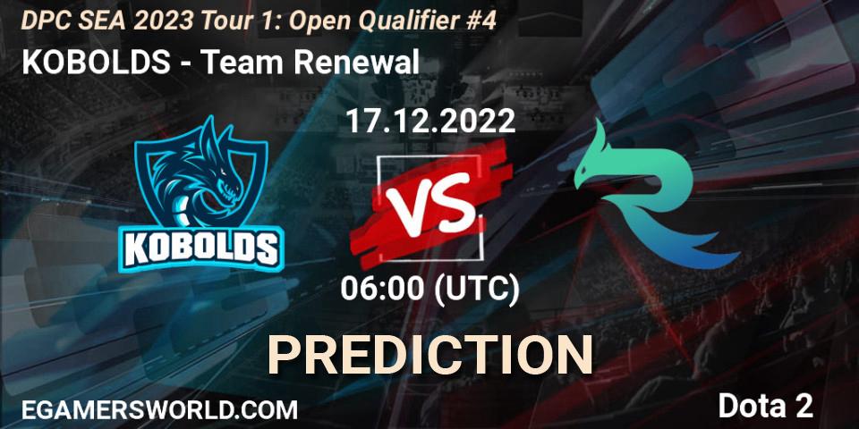 KOBOLDS vs Team Renewal: Match Prediction. 17.12.2022 at 06:00, Dota 2, DPC SEA 2023 Tour 1: Open Qualifier #4