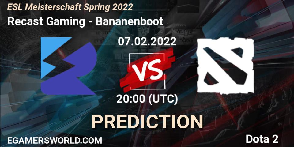 Recast Gaming vs Bananenboot: Match Prediction. 07.02.2022 at 20:05, Dota 2, ESL Meisterschaft Spring 2022