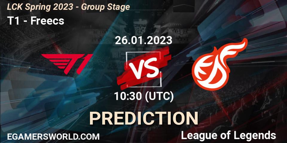 T1 vs Freecs: Match Prediction. 26.01.23, LoL, LCK Spring 2023 - Group Stage