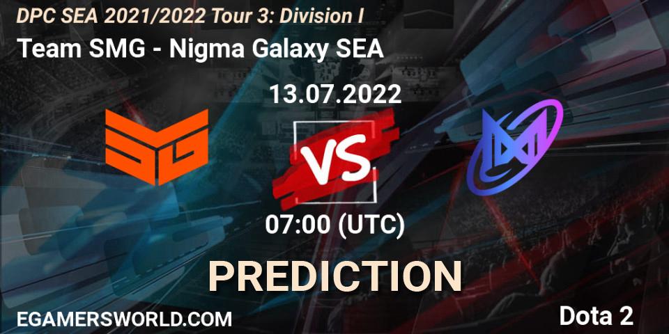 Team SMG vs Nigma Galaxy SEA: Match Prediction. 13.07.2022 at 07:20, Dota 2, DPC SEA 2021/2022 Tour 3: Division I