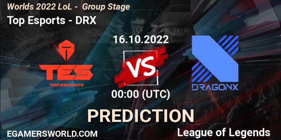 Top Esports vs DRX: Match Prediction. 16.10.2022 at 00:00, LoL, Worlds 2022 LoL - Group Stage