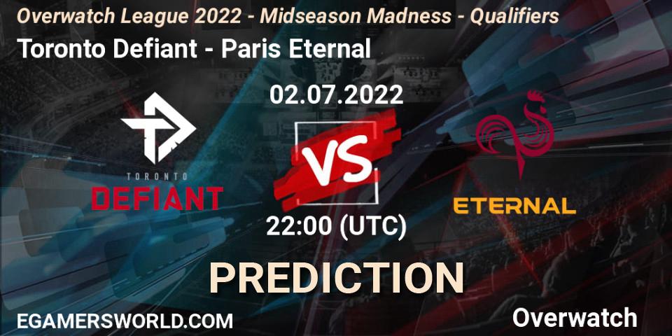 Toronto Defiant vs Paris Eternal: Match Prediction. 02.07.2022 at 22:00, Overwatch, Overwatch League 2022 - Midseason Madness - Qualifiers