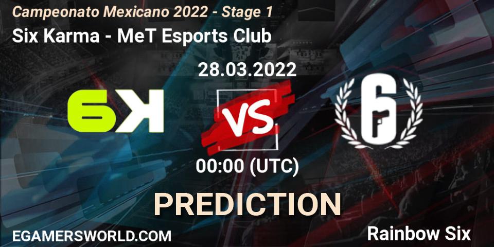 Six Karma vs MeT Esports Club: Match Prediction. 28.03.2022 at 00:00, Rainbow Six, Campeonato Mexicano 2022 - Stage 1