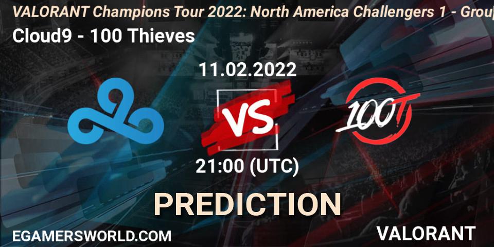 Cloud9 vs 100 Thieves: Match Prediction. 11.02.2022 at 21:00, VALORANT, VCT 2022: North America Challengers 1 - Group Stage