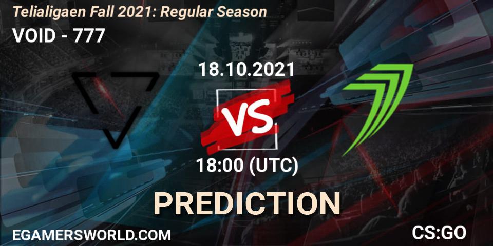 VOID vs 777: Match Prediction. 18.10.21, CS2 (CS:GO), Telialigaen Fall 2021: Regular Season