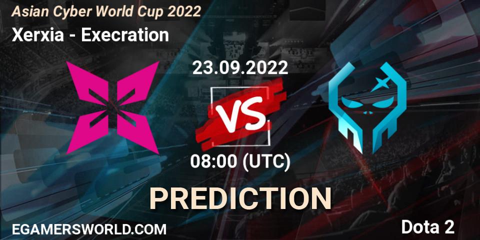 Xerxia vs Execration: Match Prediction. 23.09.2022 at 08:04, Dota 2, Asian Cyber World Cup 2022