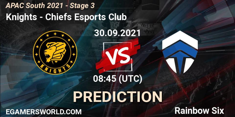 Knights vs Chiefs Esports Club: Match Prediction. 30.09.2021 at 08:45, Rainbow Six, APAC South 2021 - Stage 3