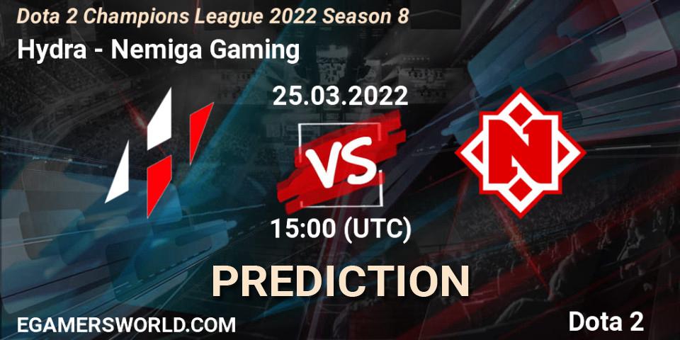 Hydra vs Nemiga Gaming: Match Prediction. 25.03.22, Dota 2, Dota 2 Champions League 2022 Season 8