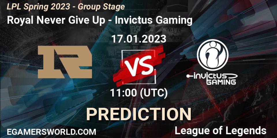 Royal Never Give Up vs Invictus Gaming: Match Prediction. 17.01.23, LoL, LPL Spring 2023 - Group Stage