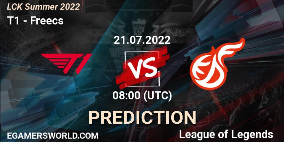 T1 vs Freecs: Match Prediction. 21.07.2022 at 08:00, LoL, LCK Summer 2022