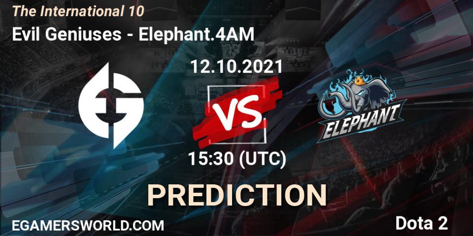 Evil Geniuses vs Elephant.4AM: Match Prediction. 12.10.2021 at 19:42, Dota 2, The Internationa 2021